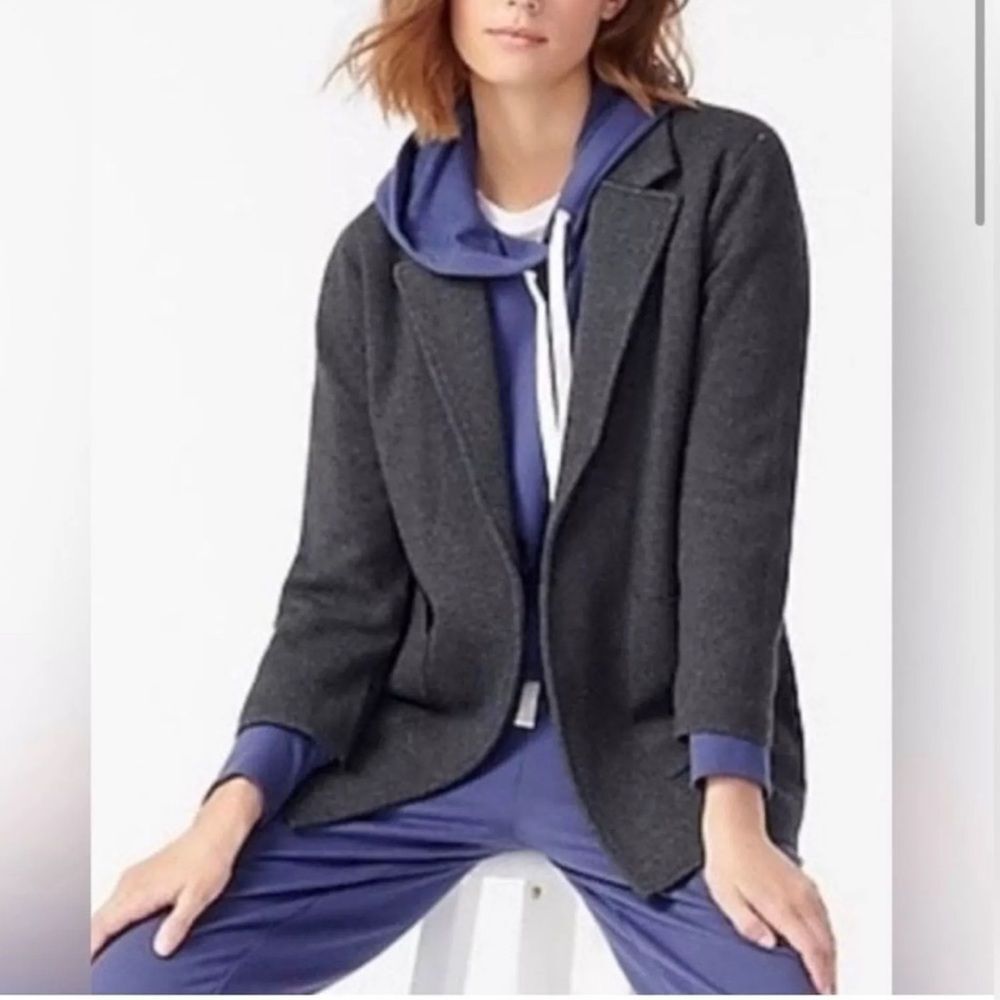 J Crew Sophie 100% Merino Wool Coat Open Shacket Blazer Charcoal Gray Sz XS